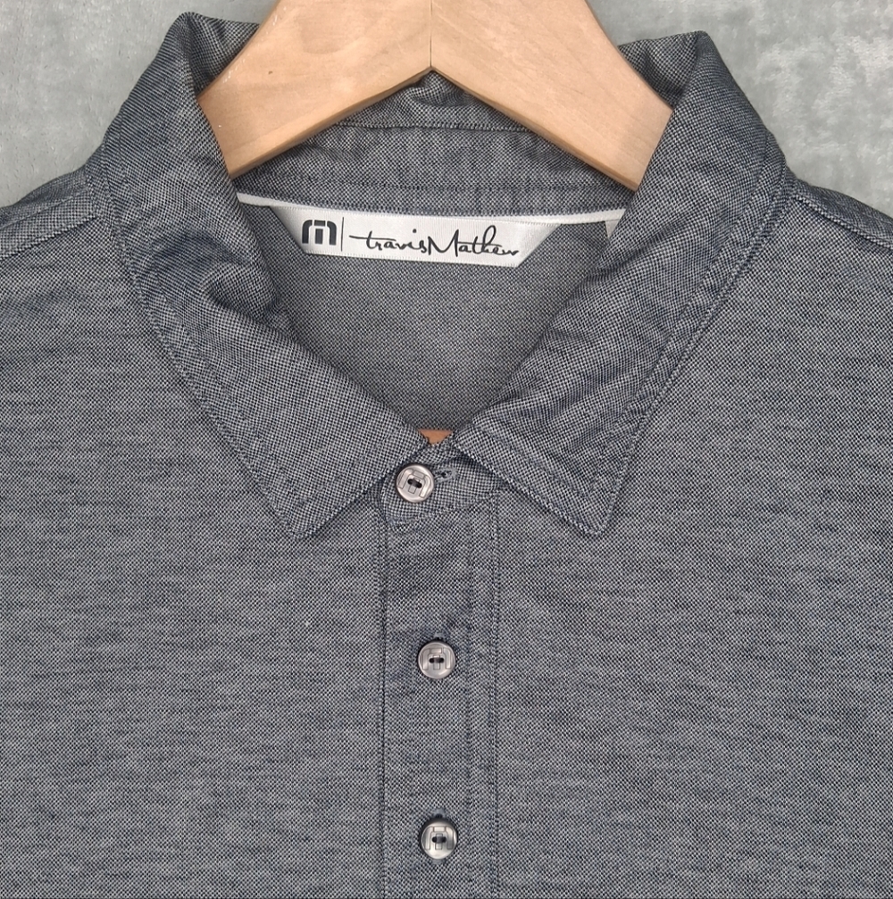 Travis Mathew Men's Short Sleeve Golf Polo Shirt Gray 4 Button Size XL